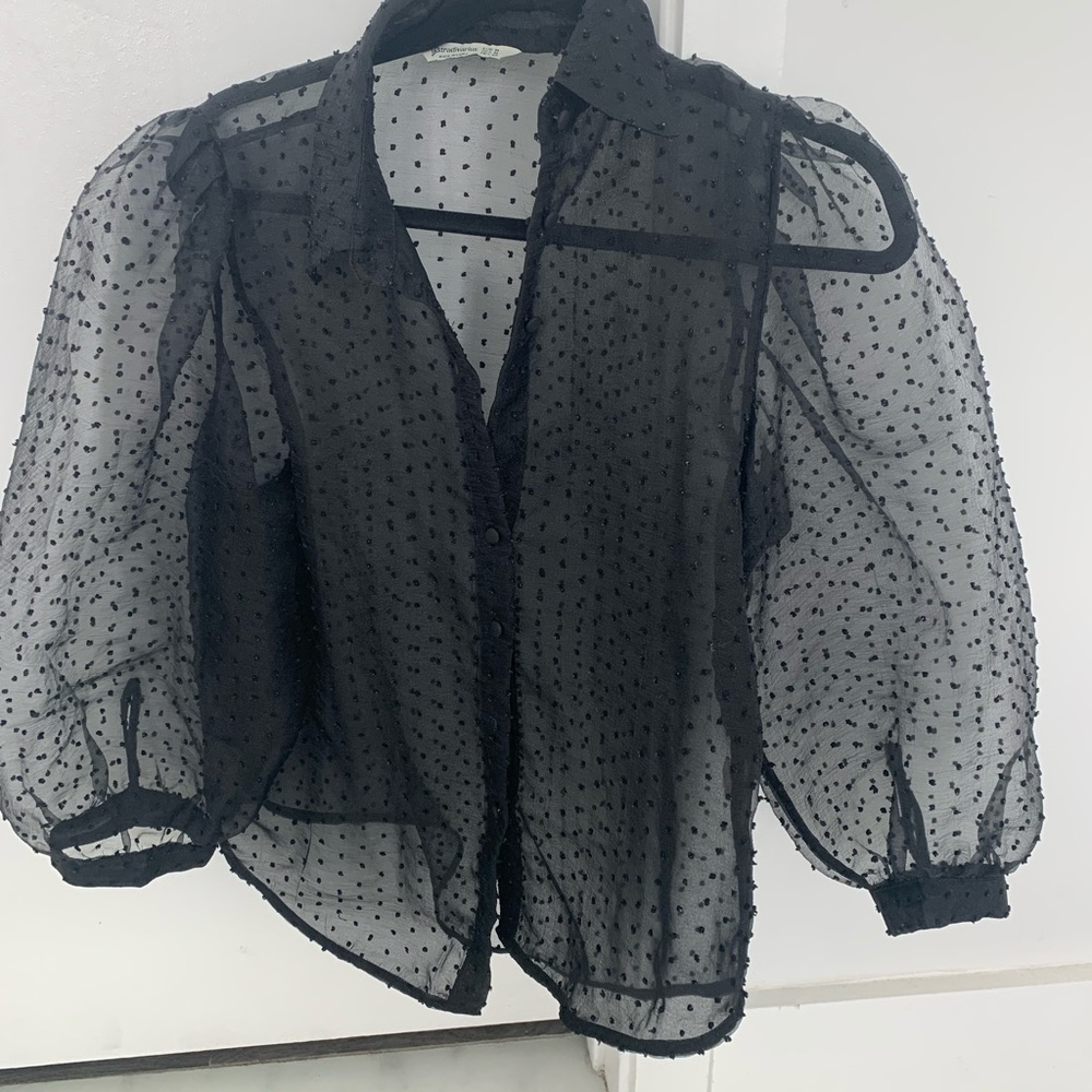 Puff sleeve button down blouse